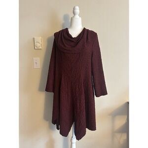 IC by Connie K Dress Cowl Neck Womens XXL Black Red Hippie Lagenlook Cowl‎ Neck